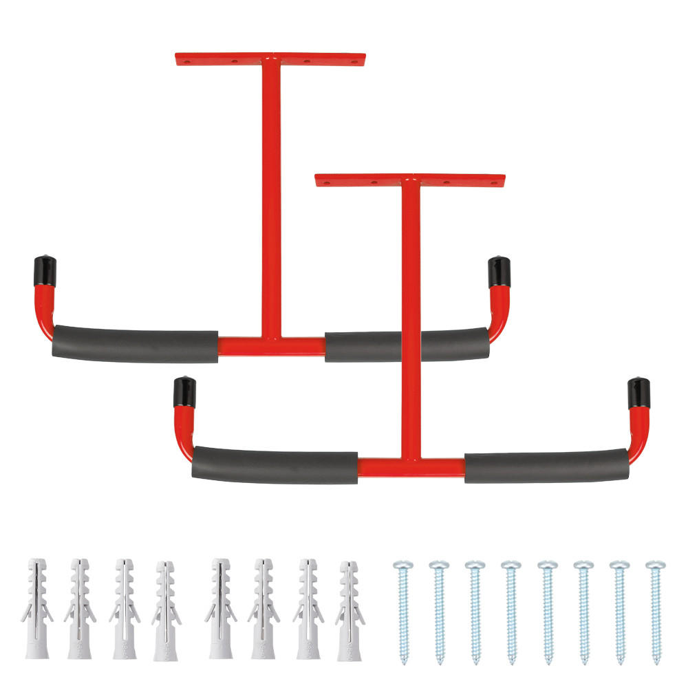 DECKENHAKEN 2 Stück T-förmige Solide Struktur aus Kohlenstoffstahl in Rot Vielseitig einsetzbar Belastbarkeit 43,5 x 29 cm - Rot, Metall (29/1/43.5cm) - Livingandhome