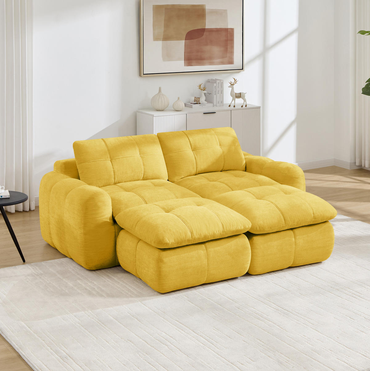 SOFA 194/160/68 cm in Gelb aus Chenille, frei kombinierbar - Gelb, Textil (160/68/194cm) - Flora Grace
