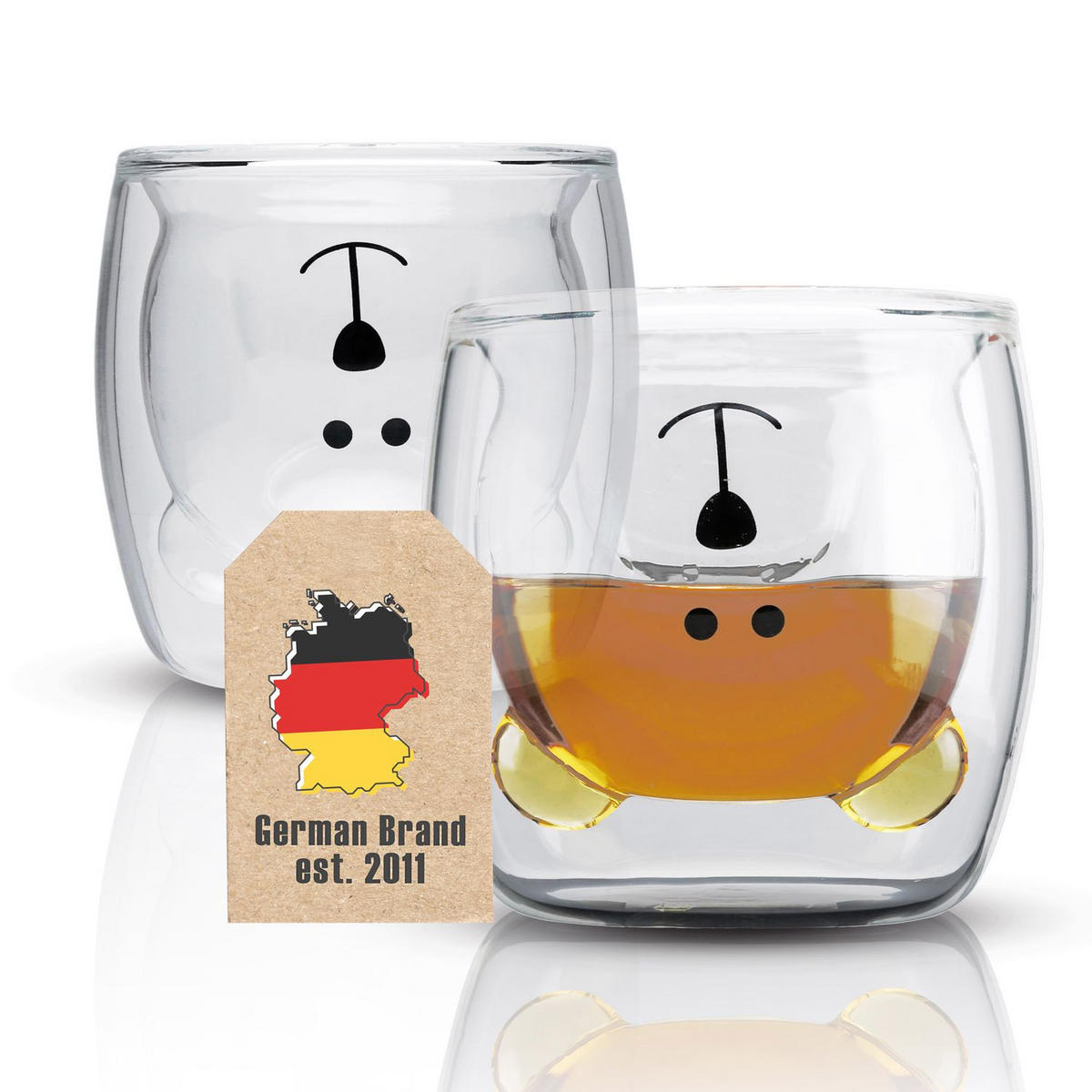 KAFFEEGLAS Bären Design 230 ml (2er-Set) - Transparent, Glas - Intirilife