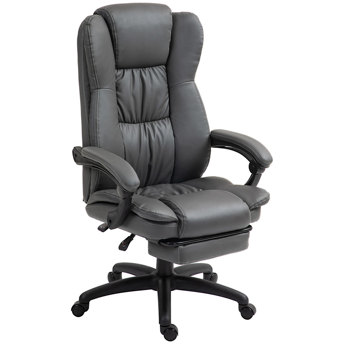 CHEFSESSEL DE-05017 Mit Fußstütze, Kopfstütze & Massagefunktion Dunkelgrau - Dunkelgrau, Metall (68.5/121/68.5cm) - ComfortXL