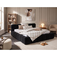 POLSTERBETT Miley Schwarz 180/200 cm Samt mit Bettkasten und Matratze - Schwarz, Holz/Textil (180/200cm) - wonello