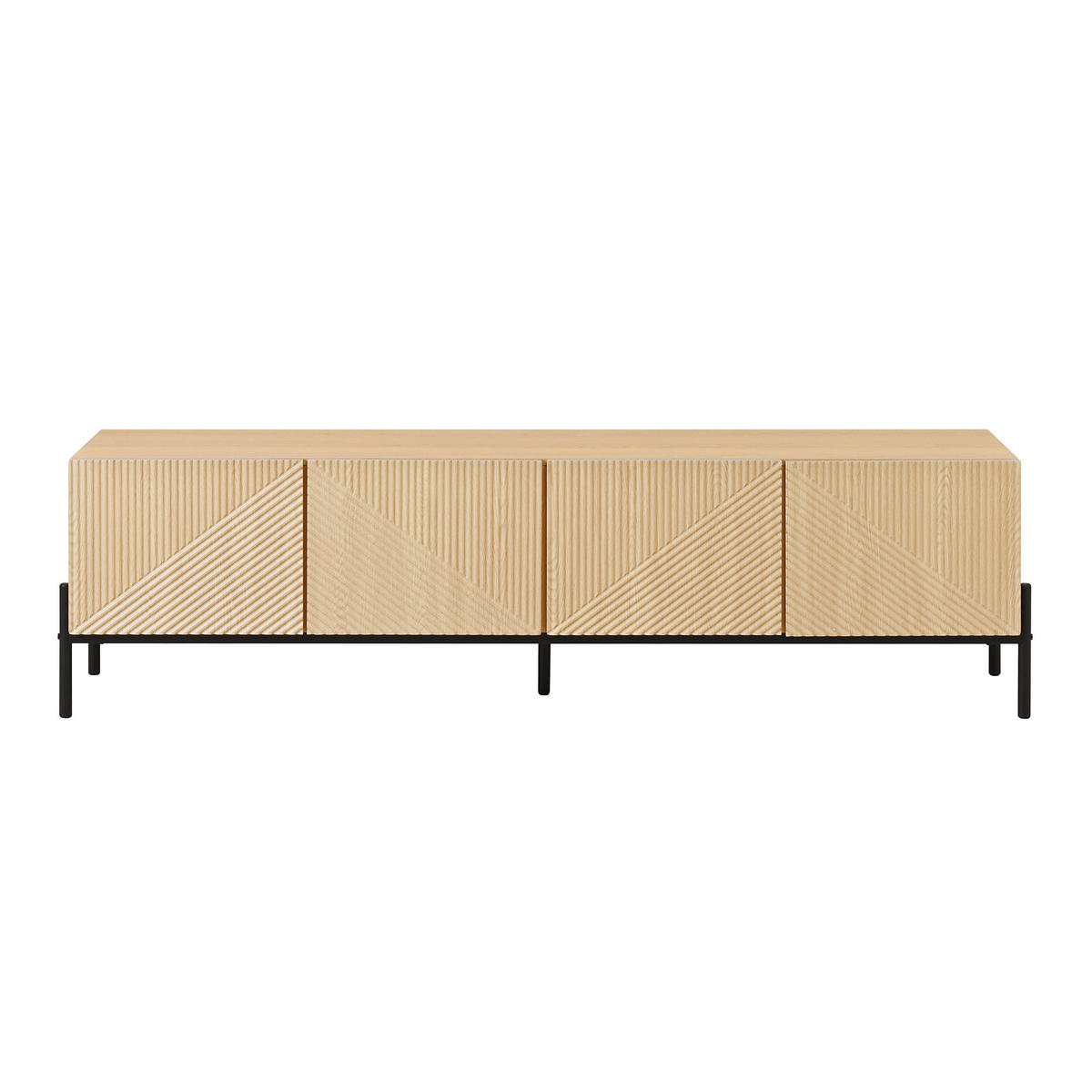 TV LOWBOARD holzoptik 3D design 4 türen modern - Naturfarben, Holzwerkstoff (163.5/45/40cm) - Urban Meuble