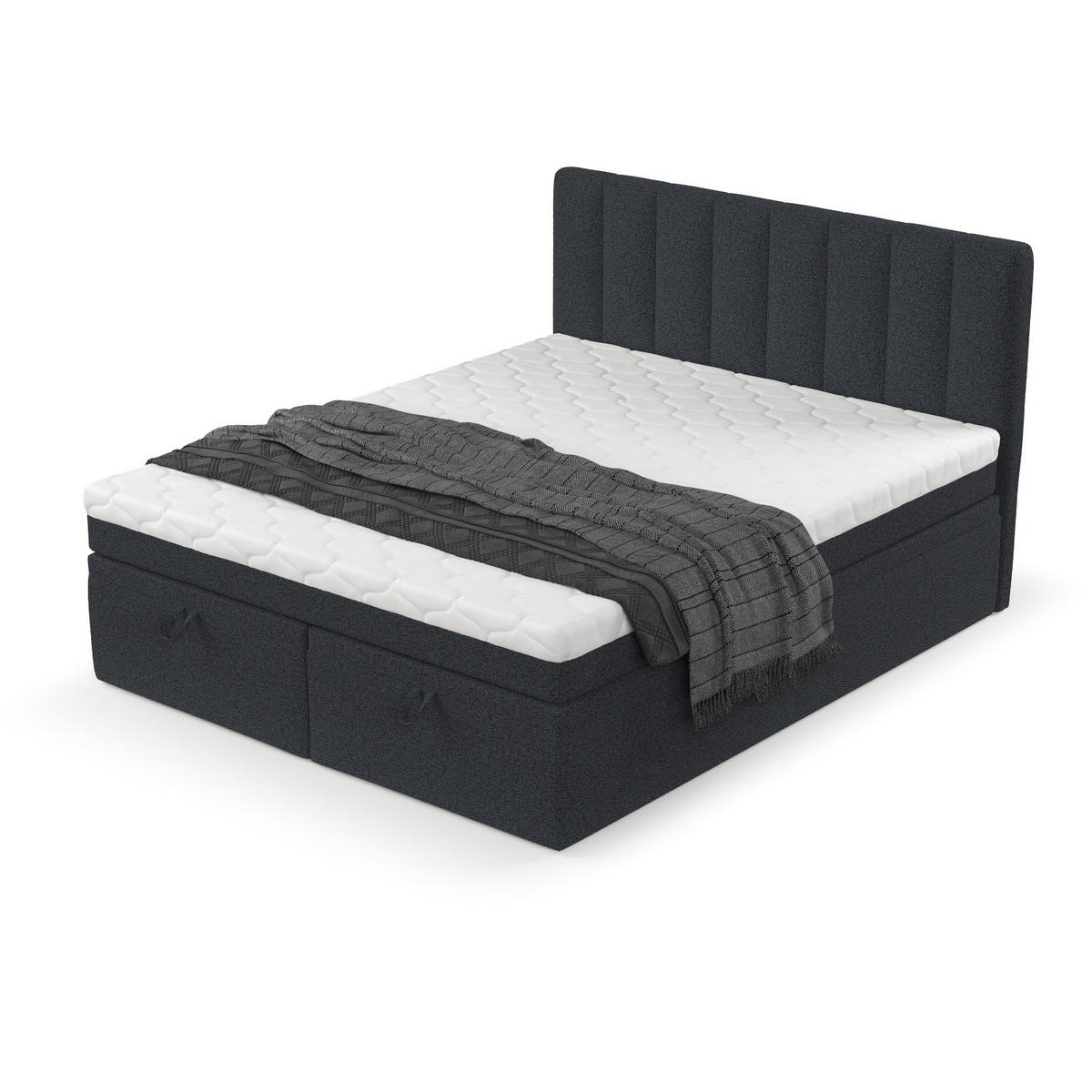 BOXBETT Lume 200/200 cm Anthrazit im Riva Stoff - Anthrazit/Schwarz, Holz/Holzwerkstoff (200/200cm) - AltaBeds