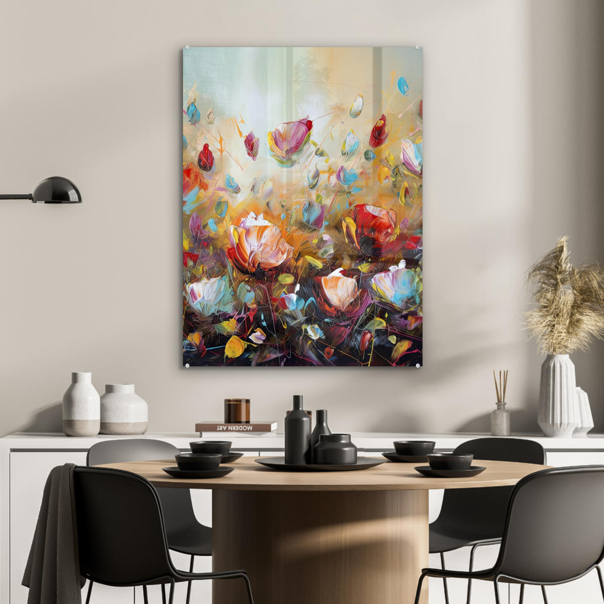 OBRAZ NA AKRYLOVOM SKLE Kvety - Umenie - Príroda - Olejomaľba 60x80 cm - viacfarebná, sklo (60/80cm) - MuchoWow
