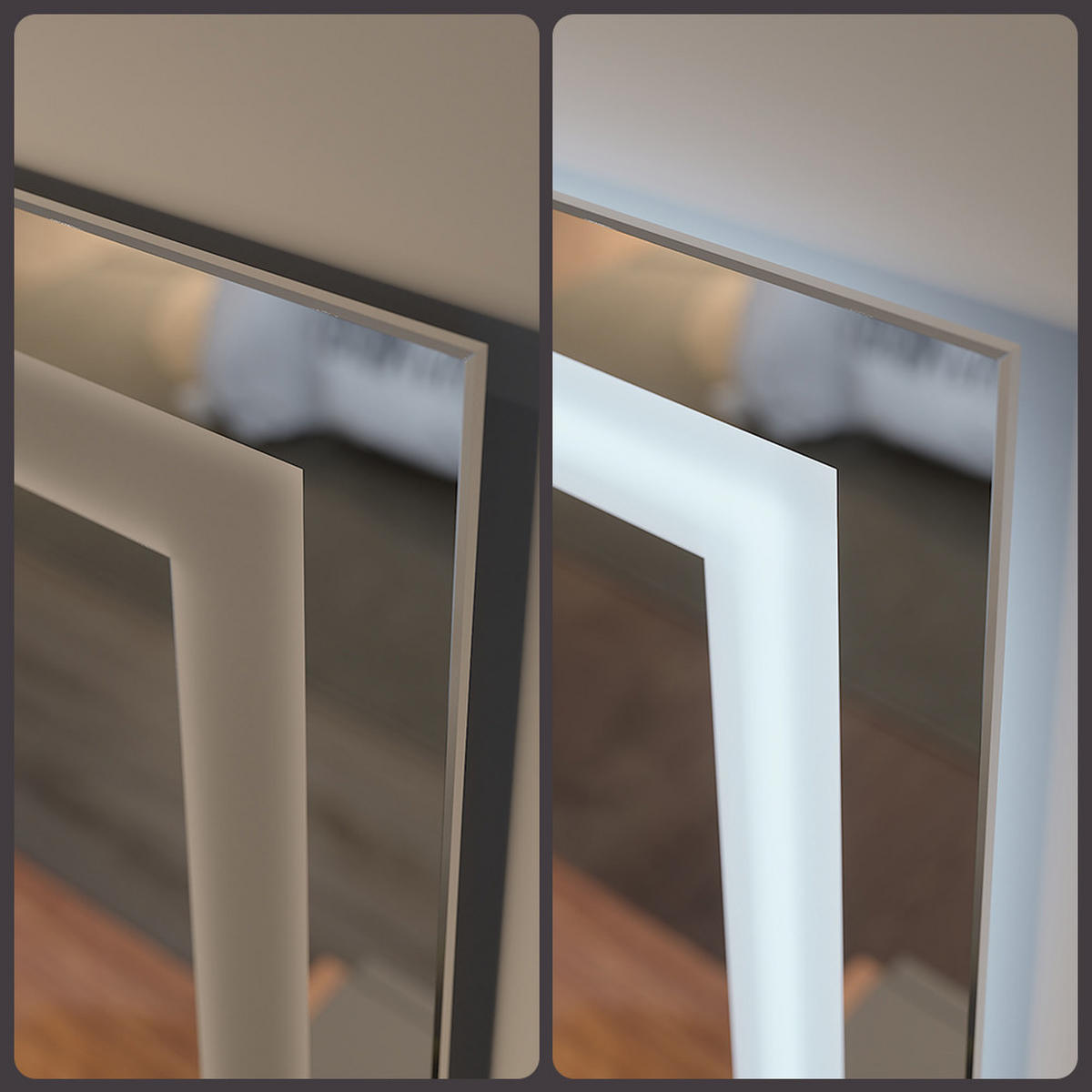 SCHMINKTISCH Karen Weiß/Artisan 110 cm mit Hocker und LED-Spiegel - Weiß/Eiche Artisan, Holzwerkstoff (110/75/55cm) - Vicco