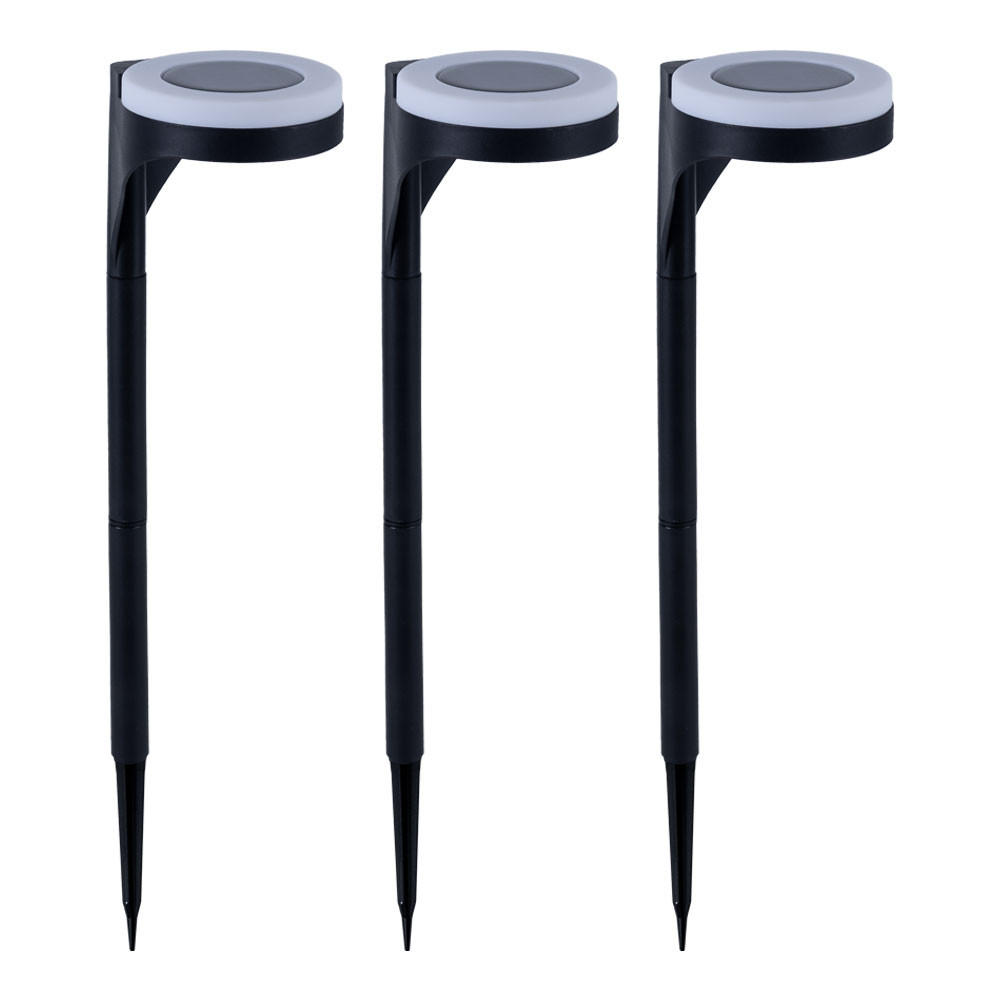 LED AUSSENLEUCHTE Schwarz Erdspieß 3er Set - Schwarz, Kunststoff (11/11/45cm)