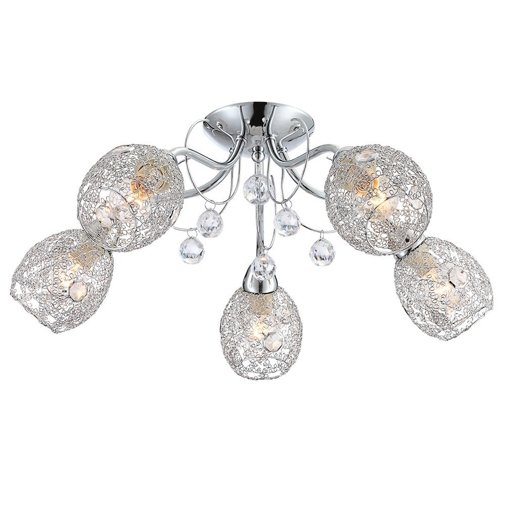 Thumbnail - Globo Lighting Led, Silber, Metall, E14, 54x22x54 cm, Lampen & Leuchten, Innenbeleuchtung, Deckenleuchten