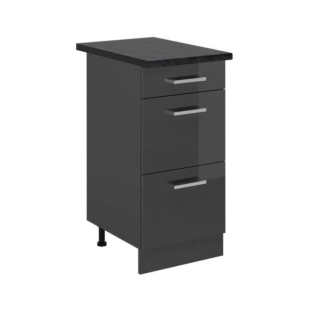 KÖKSUNDERSKÅP R-Line Antracit högblank 40 cm med lådor, AP antracit Antracit, Antracit 81.6/40/60 cm