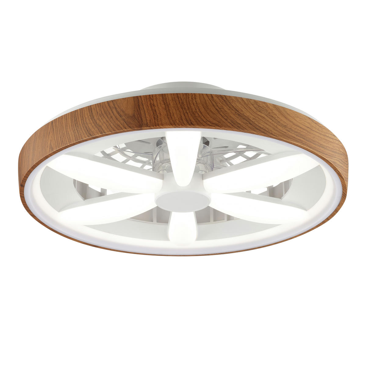 LED DECKENLEUCHTE Gaiano Weiß/Holz 48/48/16 cm - Multicolor, Metall (48/48/16cm) - Brilliant