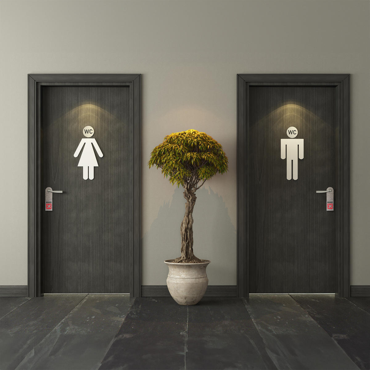 4xWC Schild - Silberfarben, Metall (10/10/0.16cm) - Relaxdays