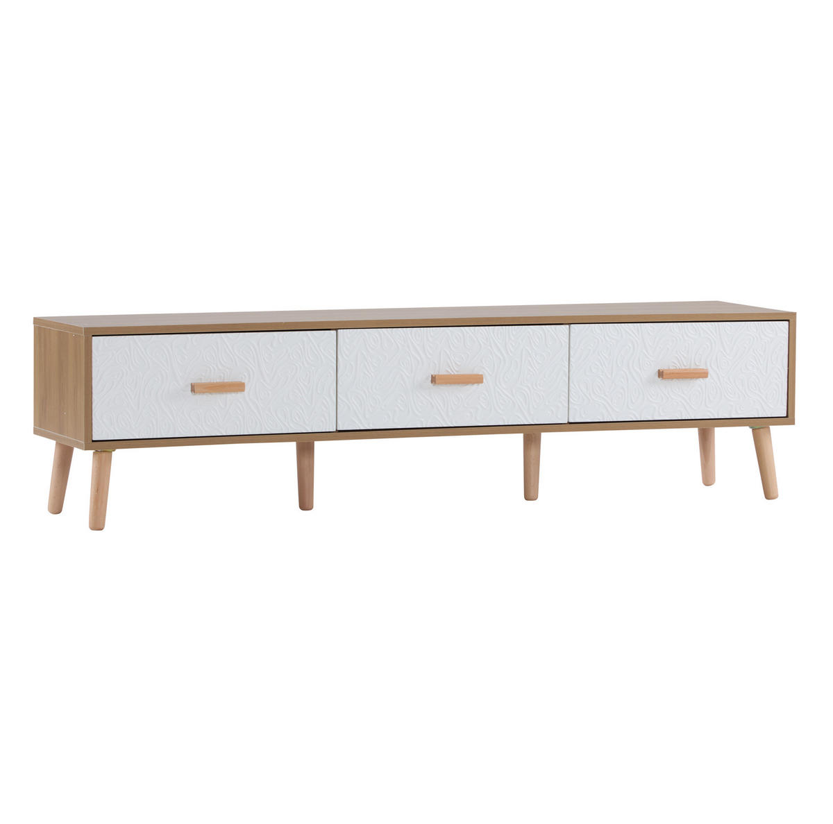 TV-SCHRANK mit 3 Schubladen 150 x 39 x 35 cm Weiß/Holz - Weiß, Holzwerkstoff (35/39/150cm) - Beauniv