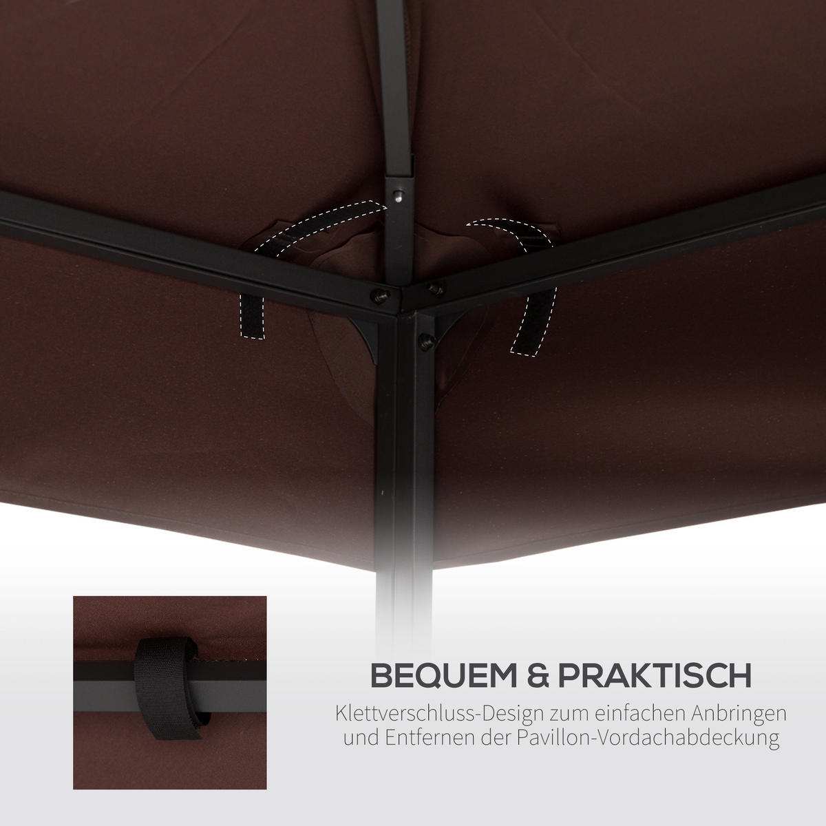 PAVILLONDACH, Polyester, Kaffee - Braun, Kunststoff (300/18/300cm) - Outsunny