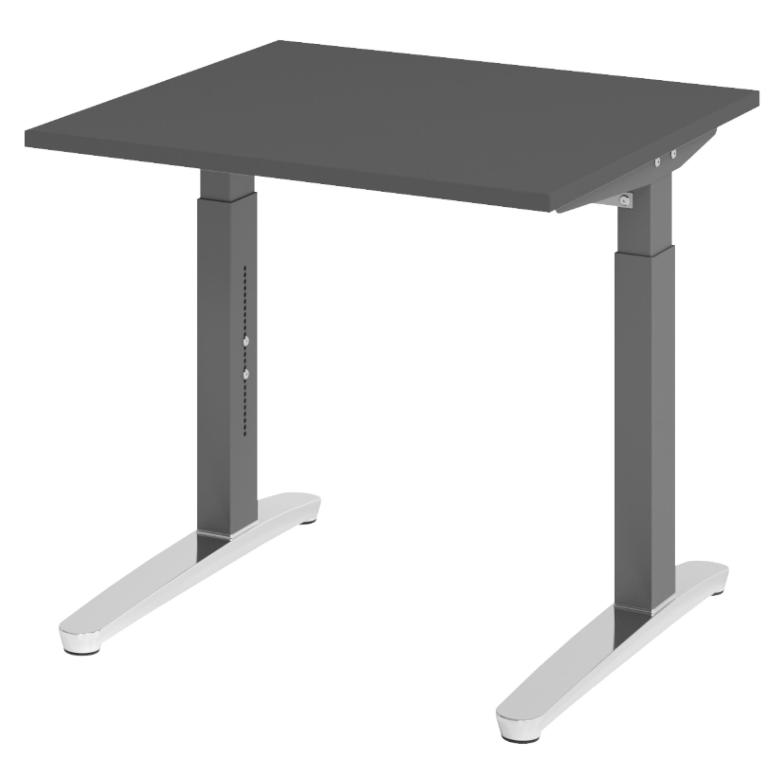 SCHREIBTISCH Serie-XB 80/80/74 cm in Graphitfarben/Graphitfarben/Alu poliert - Graphitfarben, Holzwerkstoff (80/80/74cm) - bümö