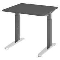 SCHREIBTISCH Serie-XB 80/80/74 cm in Graphitfarben/Graphitfarben/Alu poliert - Graphitfarben, Holzwerkstoff (80/80/74cm) - bümö