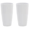 BLUMENTOPF 2er-Set weiß rund 32/32/58 cm Tseria - Weiß, Stein (58cm) - Beliani