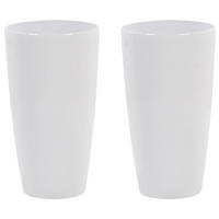 BLUMENTOPF 2er-Set weiß rund 32/32/58 cm Tseria - Weiß, Stein (58cm) - Beliani