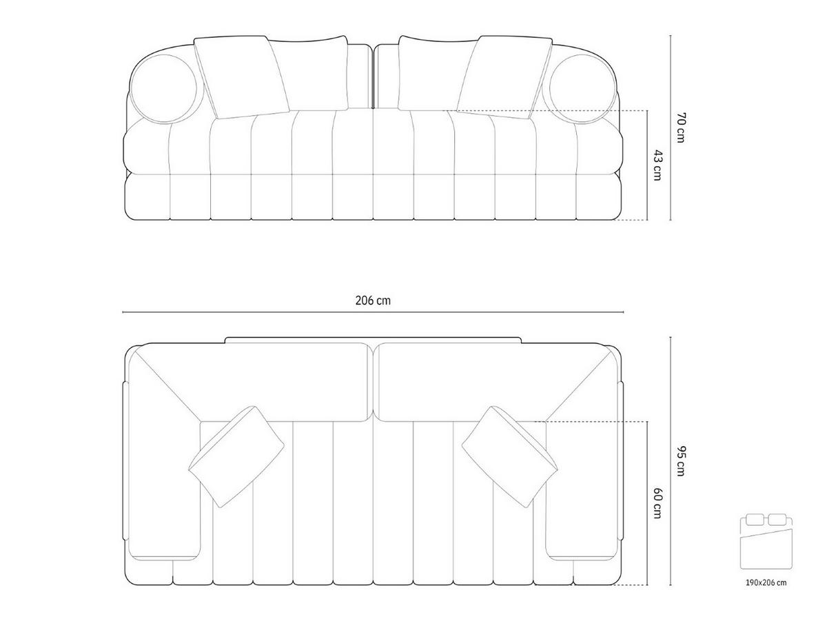 AUSKLAPPBARES-SOFA Kemi aus Samt grün 3 Sitzplätze - Grün, Textil (95/70/206cm) - Cosmopolitan Design