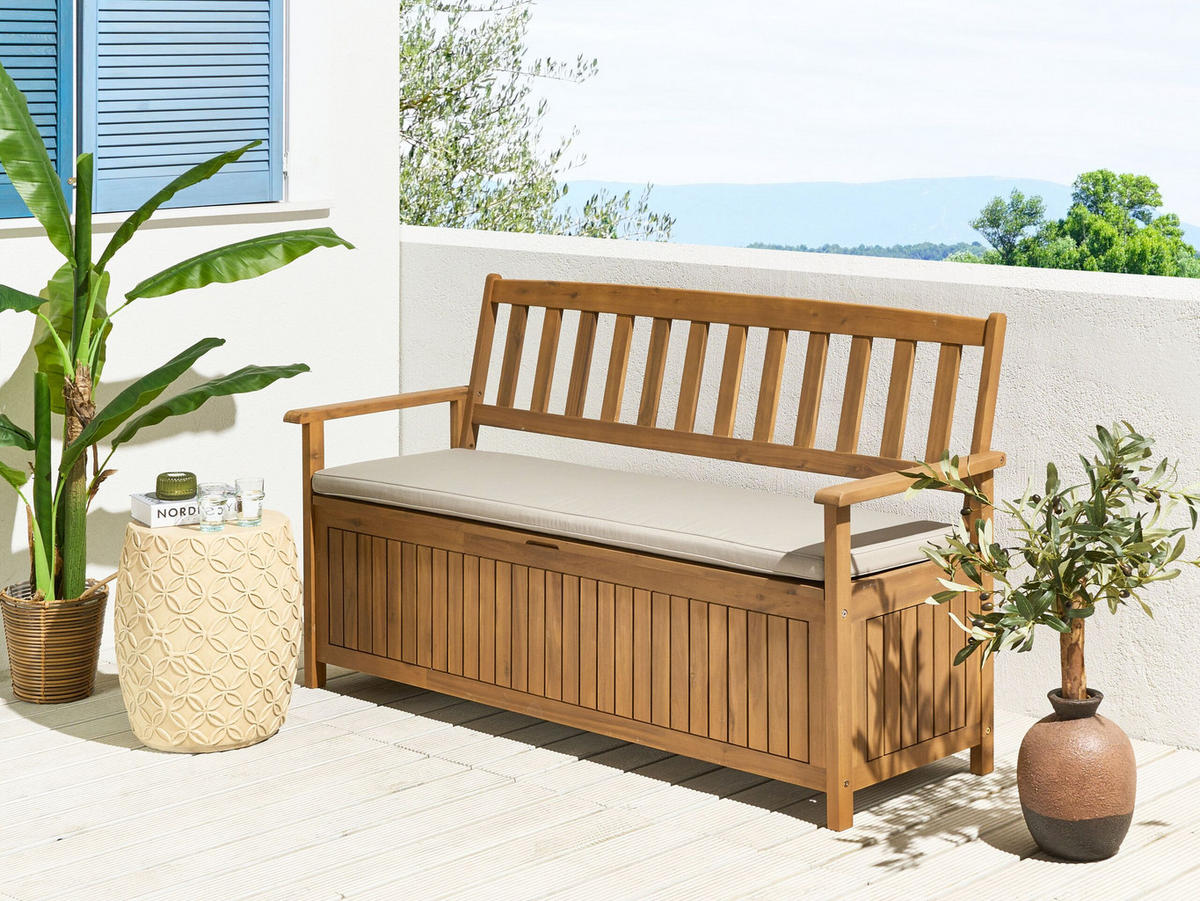 SITZBANKPOLSTER KISSEN Beige Sovana - Beige, Textil (148/5/45cm) - Beliani