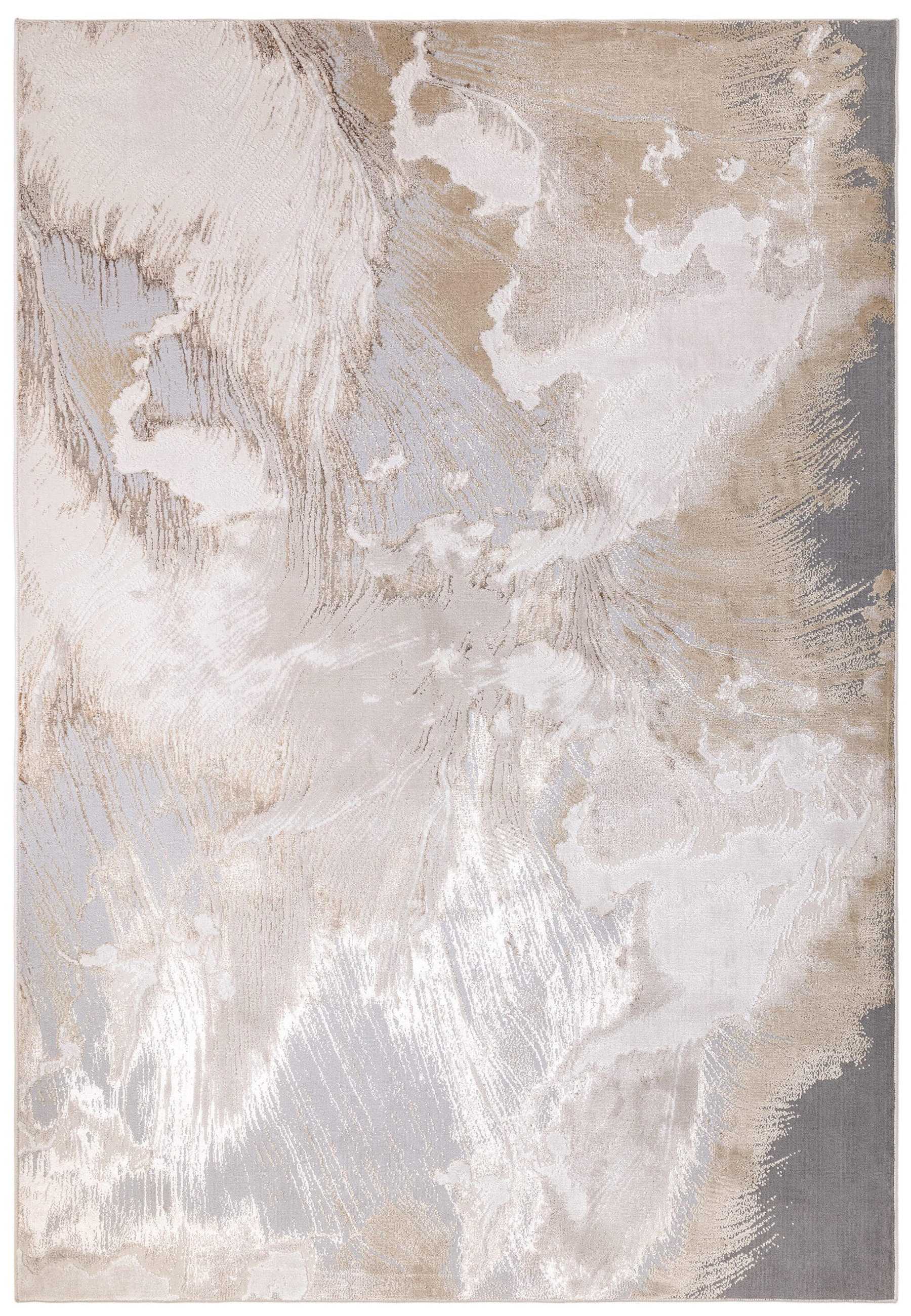 TEPPICH Hochglanz Marmoroptik Abstrakt Muster COMO-Nesso, Gold 160x230 cm - Goldfarben, Textil (160/230cm) - KADIMA DESIGN