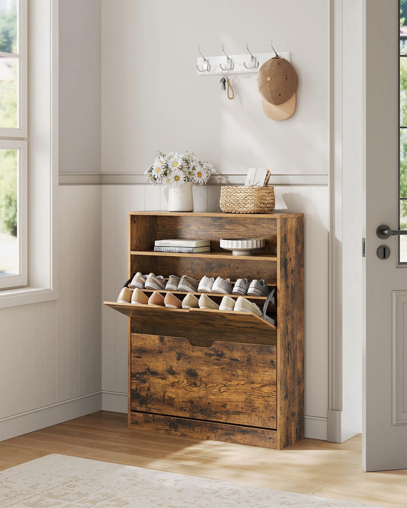 SCHUHSCHRANK ASMARA - Braun, Holzwerkstoff (80/102/24cm) - Hansiro
