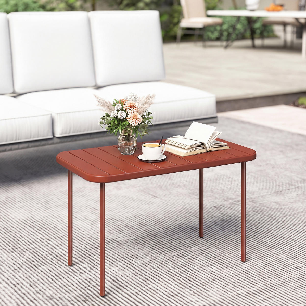 GARTENBEISTELLTISCH DE-14211 rechteckig 90x50 cm, verzinkter Stahl Rot - Rot, Metall (90/50/43cm) - ComfortXL