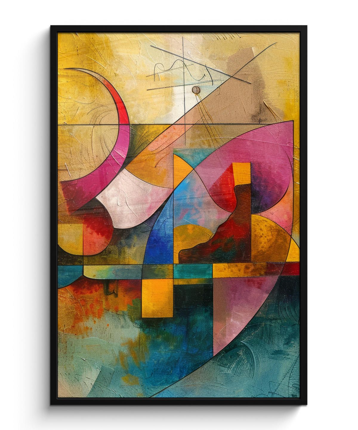 GERAHMTES BILD Kunst - Abstrakt - Modern 80x120 cm - Gelb, Papier (80/120cm) - MuchoWow