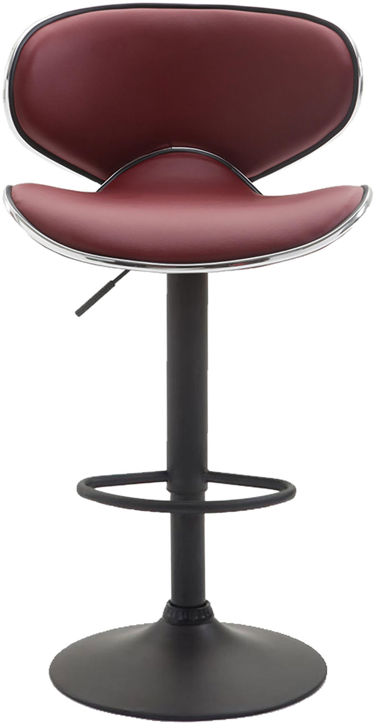 BARHOCKER 2er Set Las-Mallorcas Kunstleder schwarz bordeauxrot - Bordeaux/Schwarz, Kunststoff/Metall (46/108/49cm) - TPFLiving