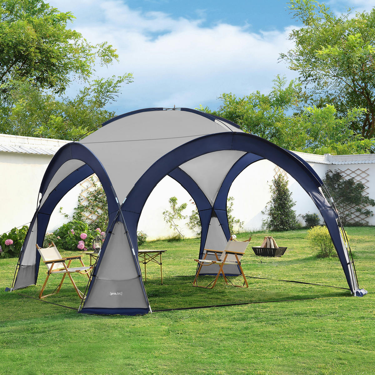 PAVILLON Grästorp - Blau/Dunkelgrau, Textil (345/247/345cm) - pro.tec