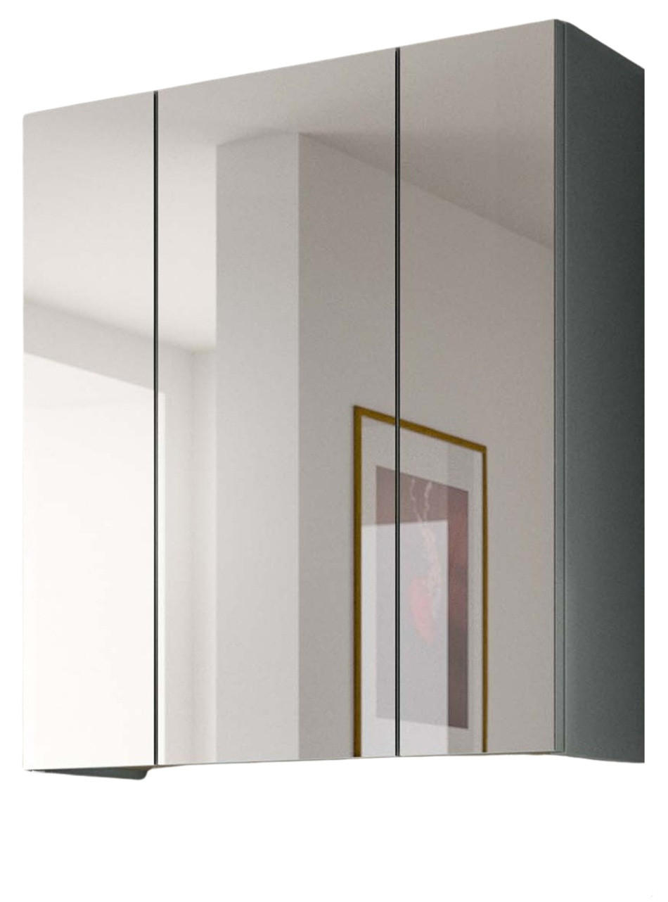 SPIEGELSCHRANK grün, Badschrank skandinavisch 3-türig 60 x 68 cm - Eichefarben/Grün, Glas/Holzwerkstoff (60/68/19cm) - Inn.Furn