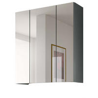 SPIEGELSCHRANK grün, Badschrank skandinavisch 3-türig 60 x 68 cm - Eichefarben/Grün, Glas/Holzwerkstoff (60/68/19cm) - Inn.Furn