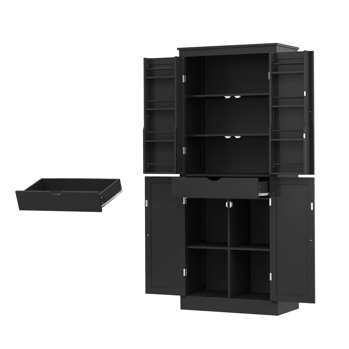 BUFFETSCHRANK Schwarz 75/40/182 cm - Schwarz, Holz (75/180/40cm) - PANGIVO