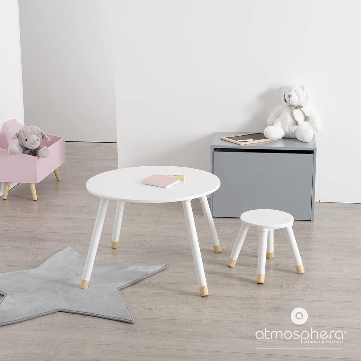 KINDERHOCKER Holz, Grau, Naturfarbe - Weiß, Holzwerkstoff (24/26/24cm) - Atmosphera Createur d´interieur