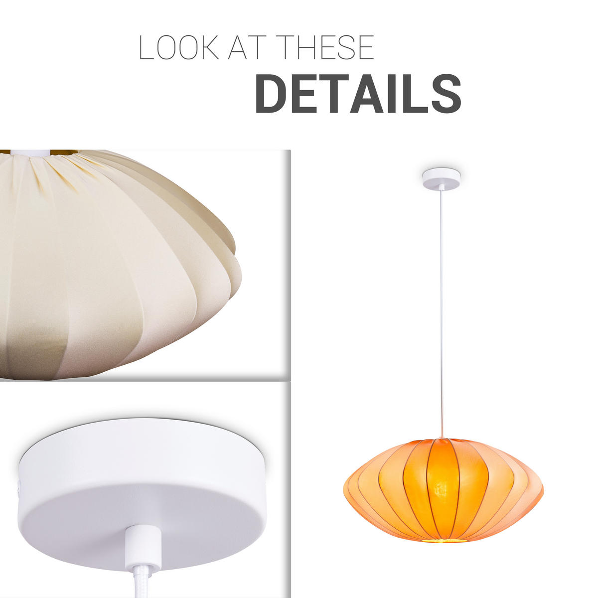 PENDELLEUCHTE Hugo Pd1 Bella - Beige/Weiß, Metall (50/50/25cm) - Paco Home