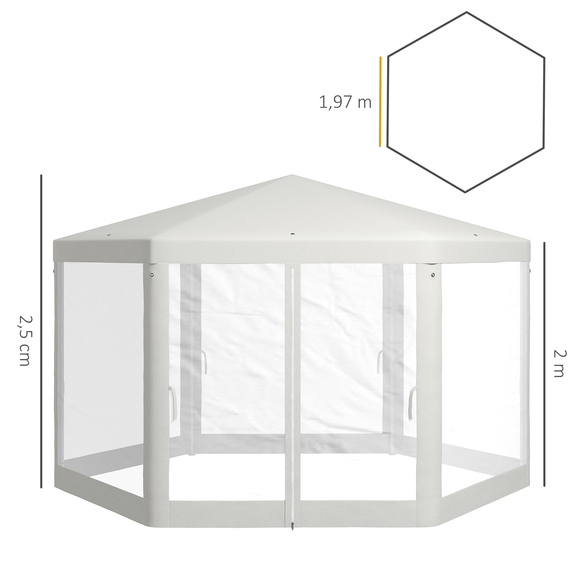Thumbnail - Outsunny Gartenpavillon, Creme, Metall, Kunststoff, 341.2x250x394 cm, Sonnen- & Sichtschutz, Pavillons & Pergolas