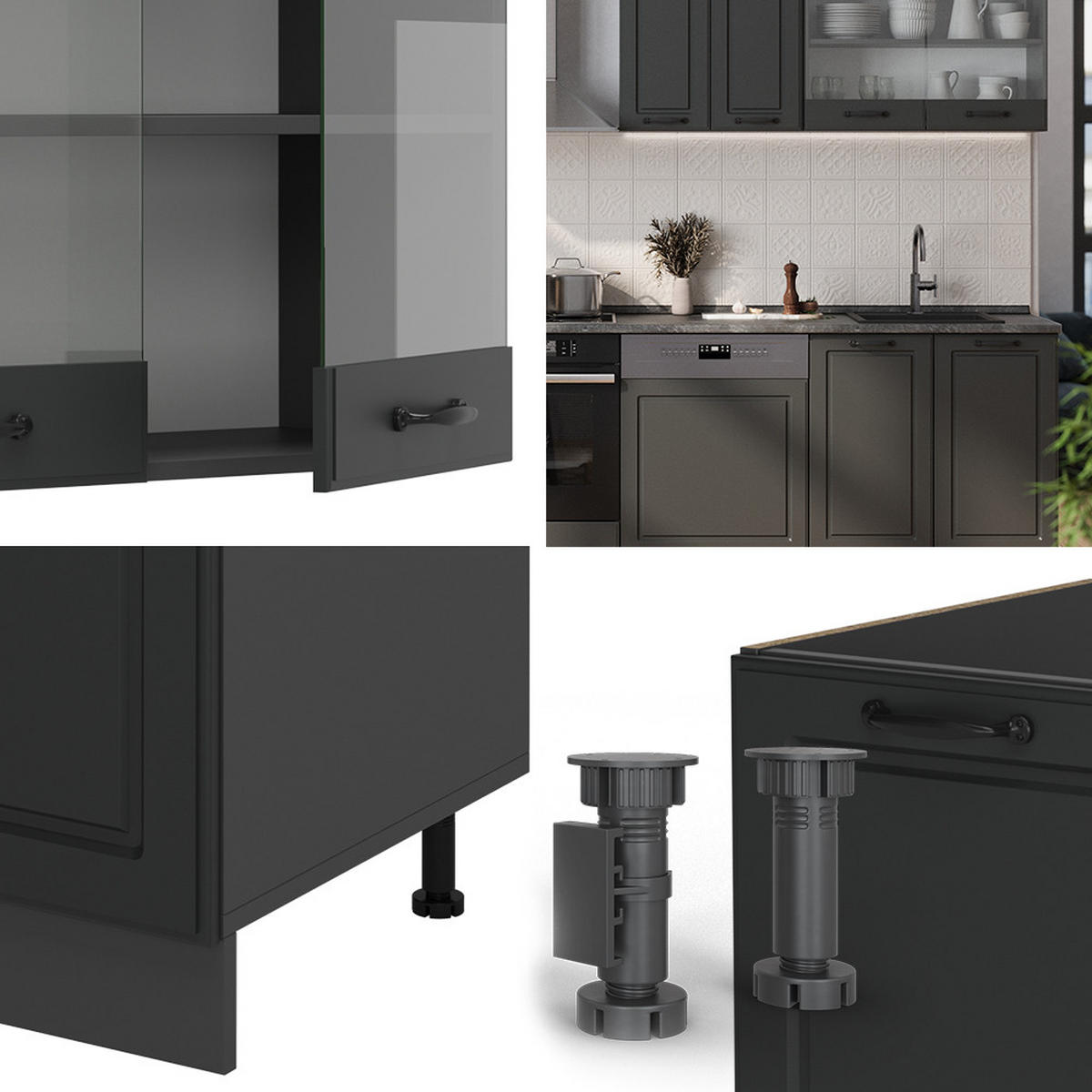 KUCHYŇSKÝ KOUT R-Line Antracitový venkovský dům/antracit - antracitová, kompozitní dřevo (300/81.6/60cm) - Vicco