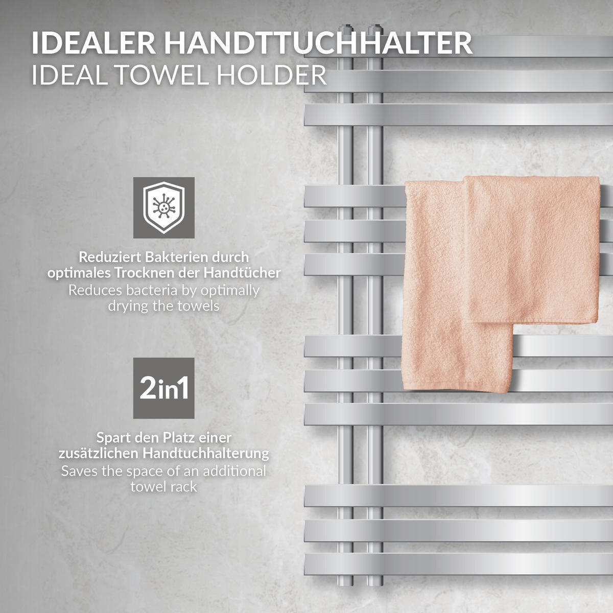 KOUPELNOVÝ radiátor Iron EM 500x1000 chrom - chromová, kov (50/100/3cm) - LuxeBath