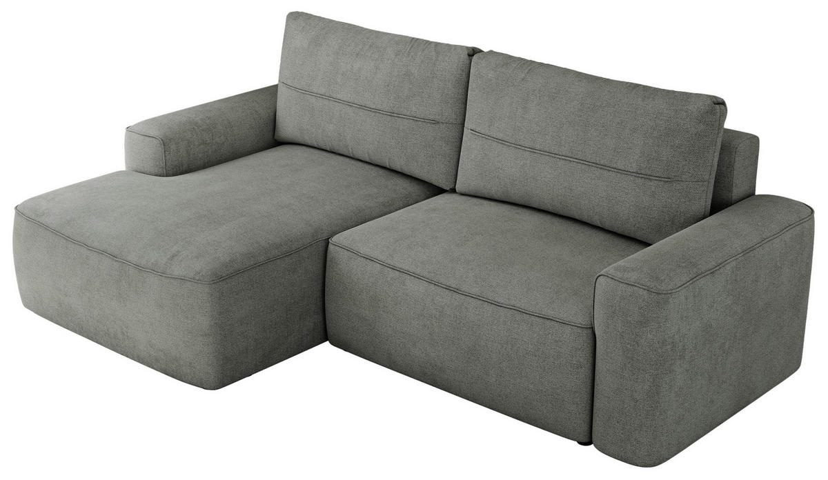ECKSOFA BELLUNO L Grau Strukture - Links - Schwarz/Grau, Textil (144/233cm) - MKS