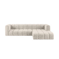 ECKSOFA Modulares In L-Form, Velvet-Stoff Riviera, Ecru, Rechts, GRAND 287 cm - Creme, Holz (287/179cm) - Kaiser Möbel