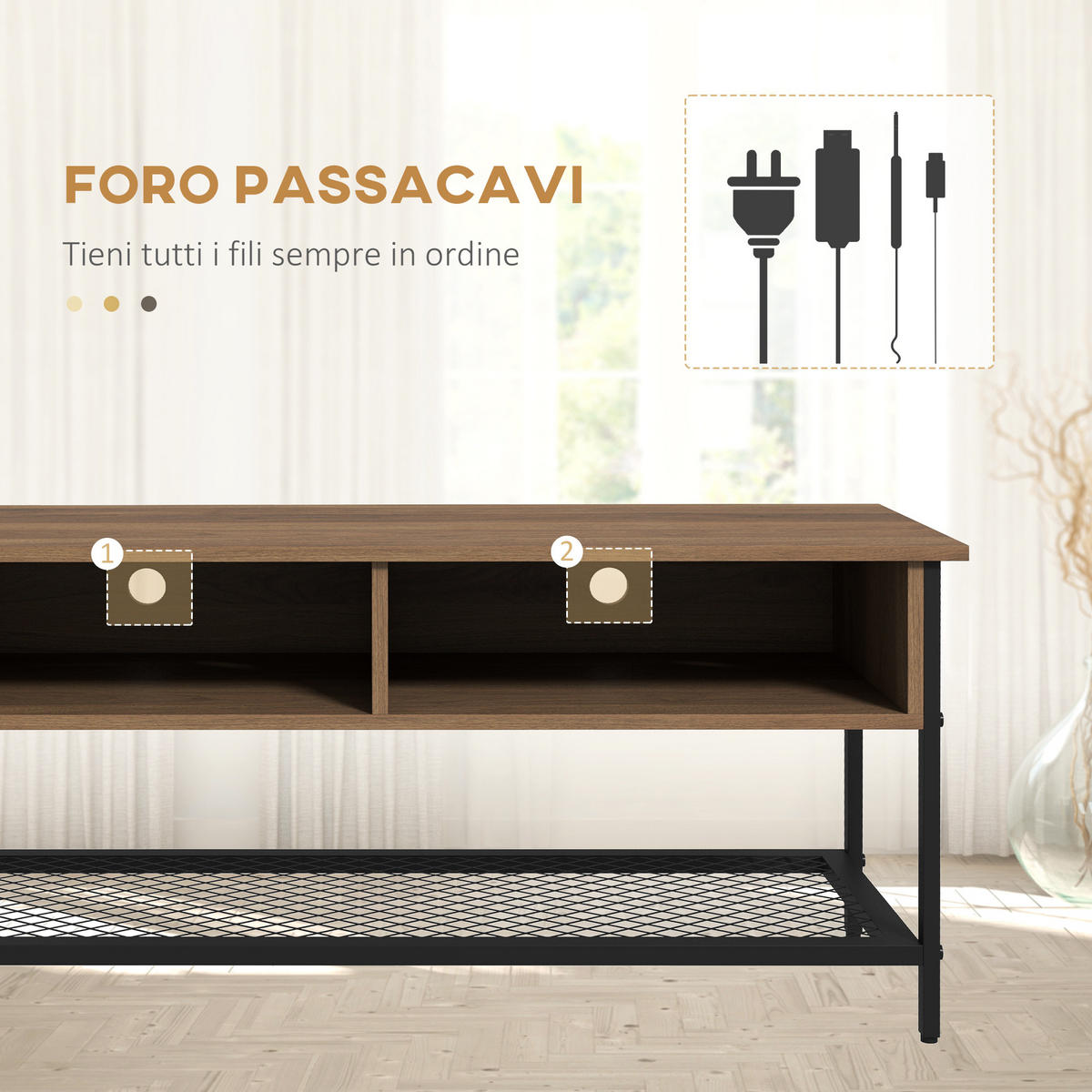 TV-MÖBEL Braun 1 Stück - Braun, Holzwerkstoff (110/48/40cm) - GiPP