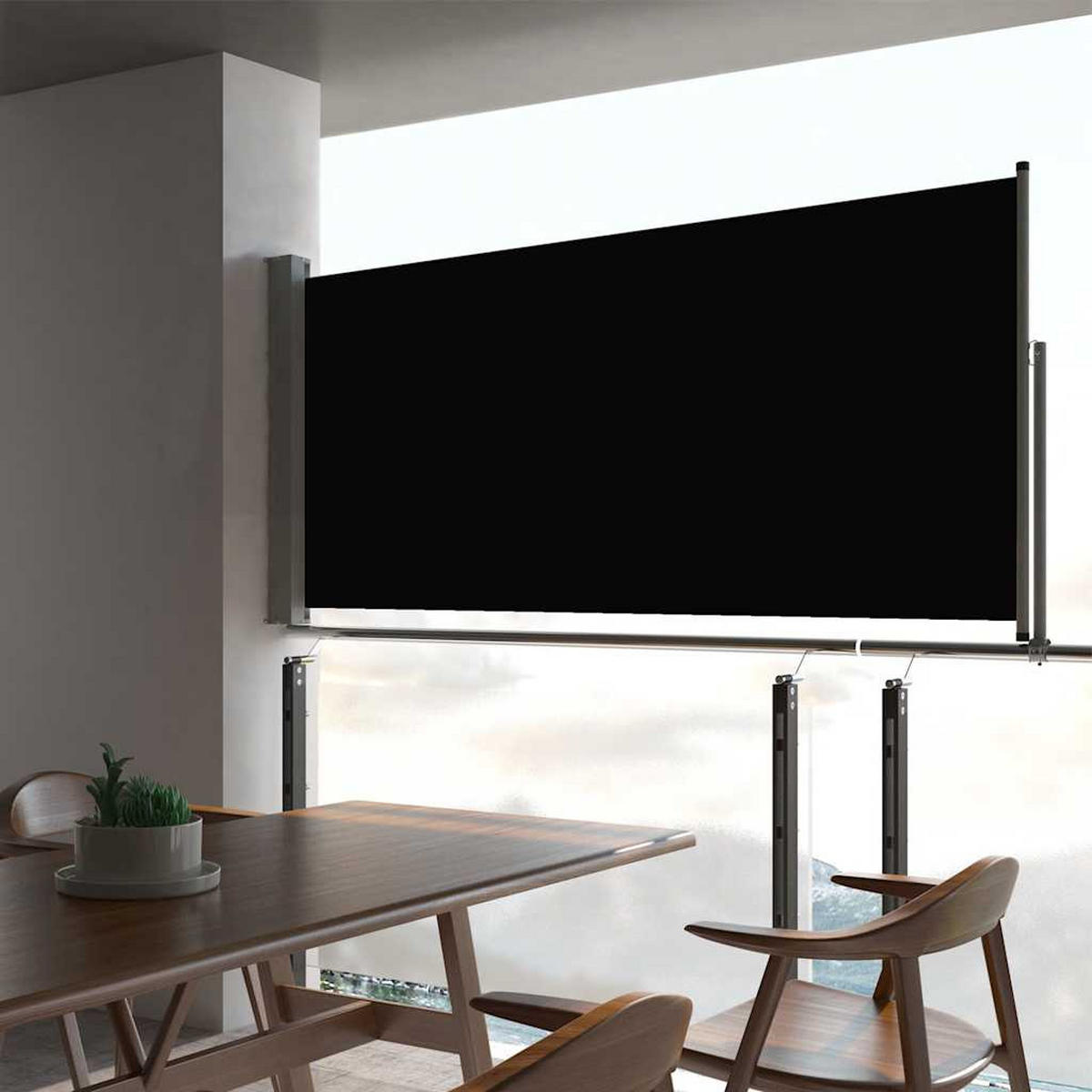 AUSZIEHBARE Seitenmarkise 60x300 cm Schwarz - Schwarz, Textil (300/60/300cm) - furnicato