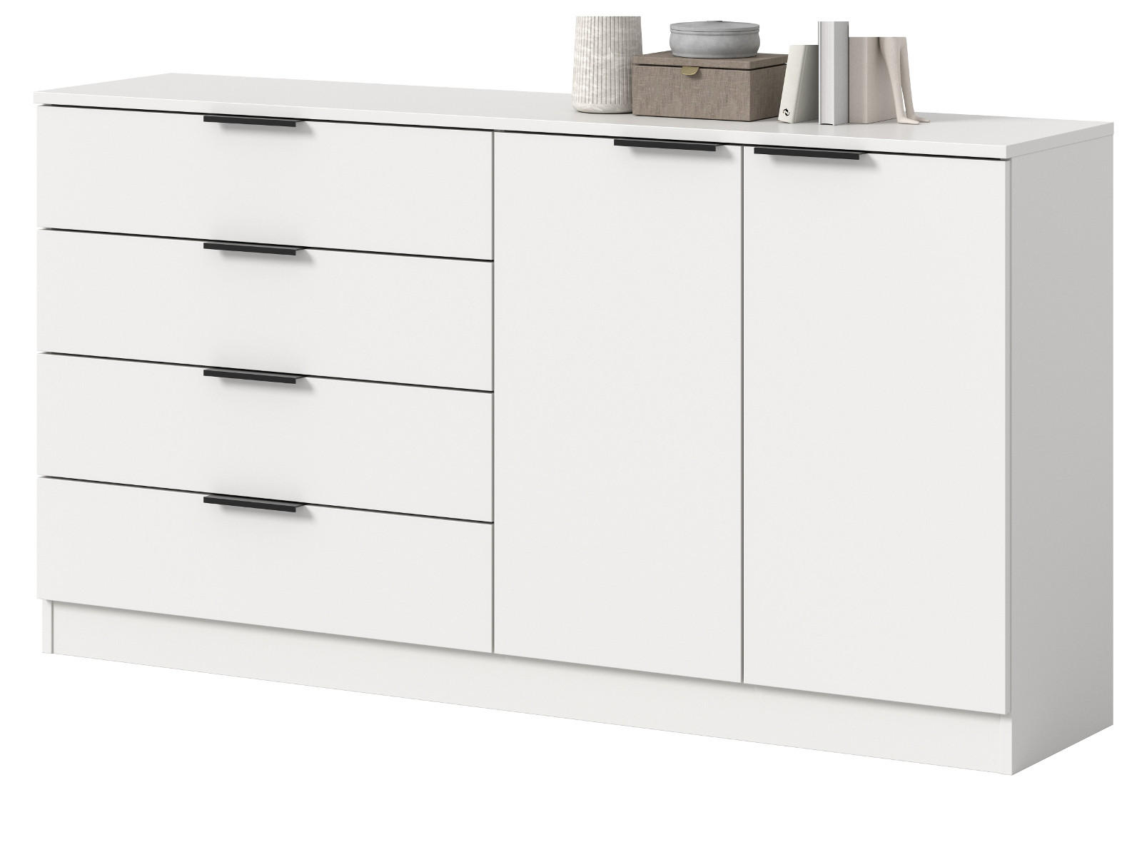 SIDEBOARD weiß 148 x 80 cm, Kommode mit viel Stauraum - Schwarz/Weiß, Holzwerkstoff/Kunststoff (148/80/35cm) - Inn.Furn