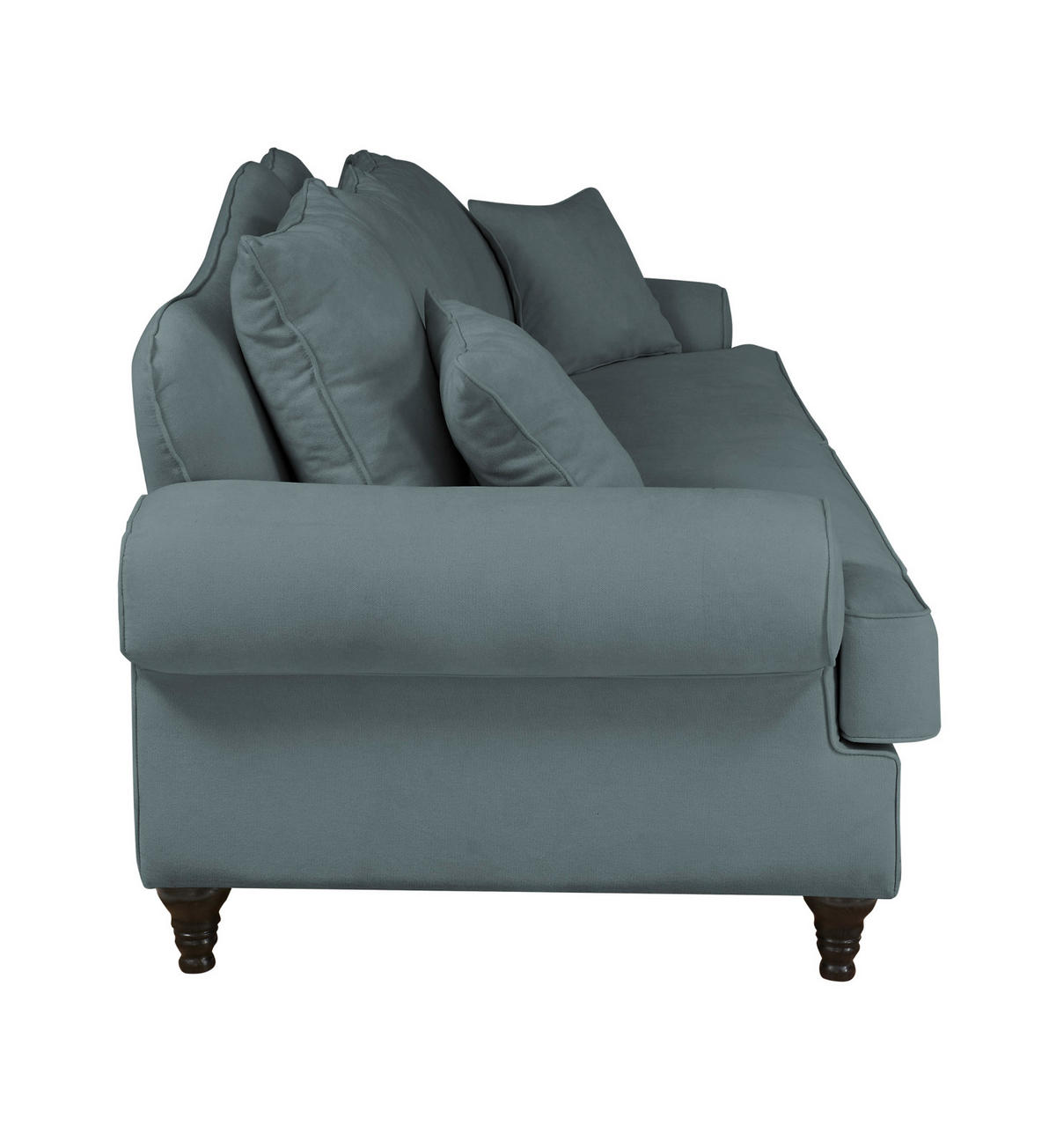 SOFA grau Landhaus, Couch 3,5-Sitzer 230 cm - Grau, Holz/Textil (230/95/100cm) - Furn.Design