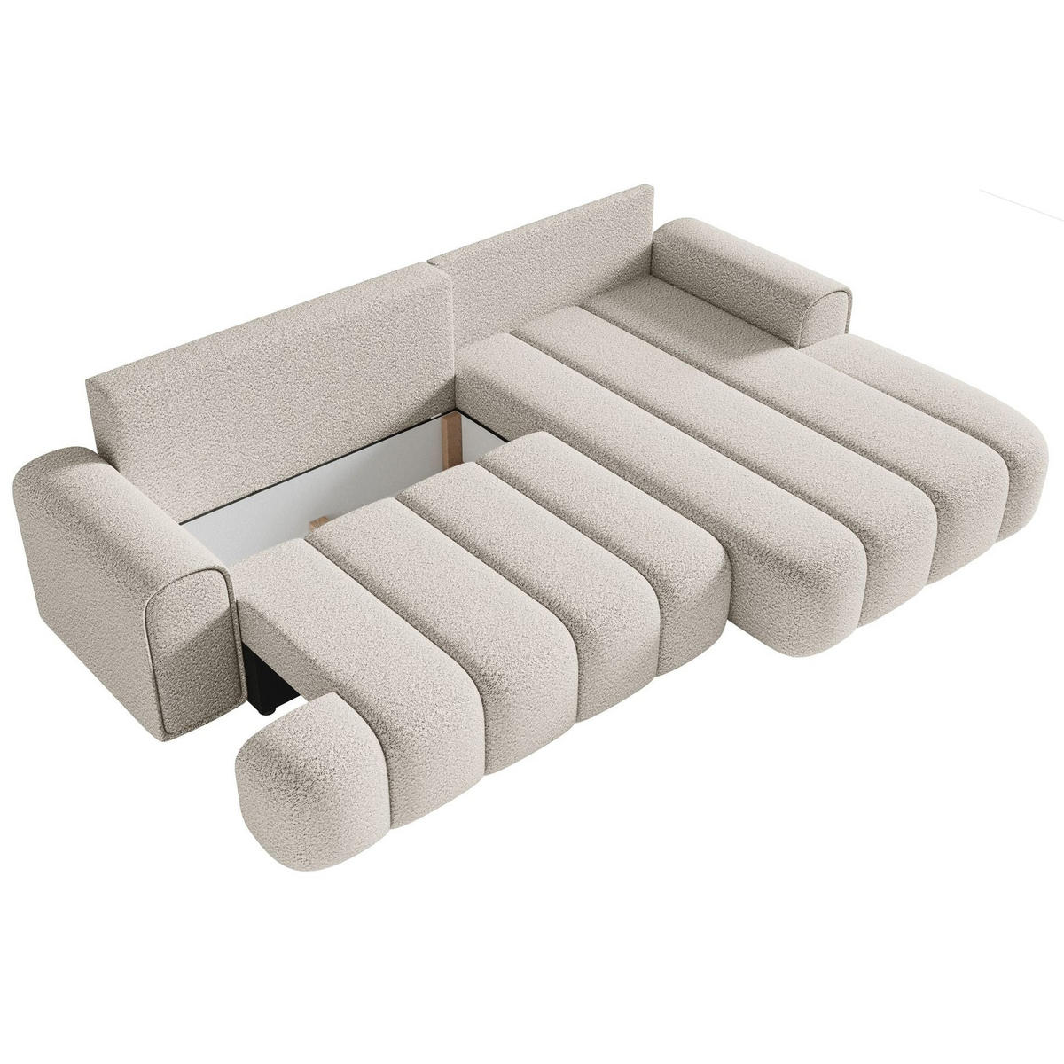 ECKSOFA Dandelino Creme mit Bouclé-Bezug, rechts - Creme/Schwarz, Kunststoff/Textil (172/271cm) - Selsey