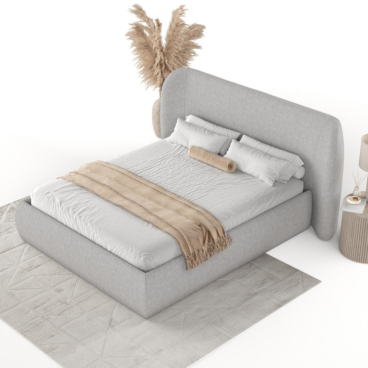 POLSTERBETT Bellano mit Stauraum 180/200 cm Grau im Megan Stoff - Schwarz/Naturfarben, Holz/Holzwerkstoff (180/200cm) - AltaBeds