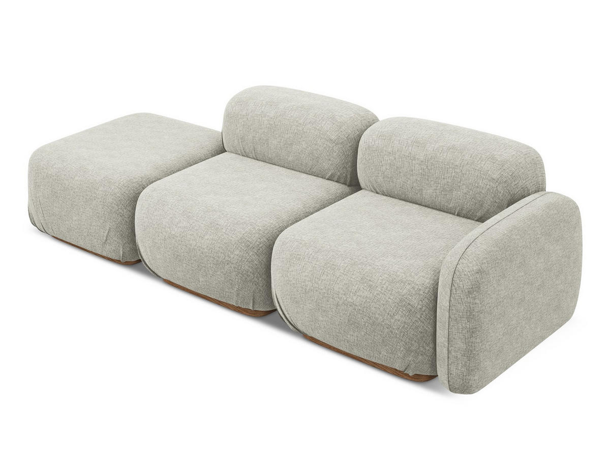 3-SITZER SOFA Links Chenille Stoff Grau - Silberfarben/Braun, Holz/Textil (258/73/95cm) - Makamii