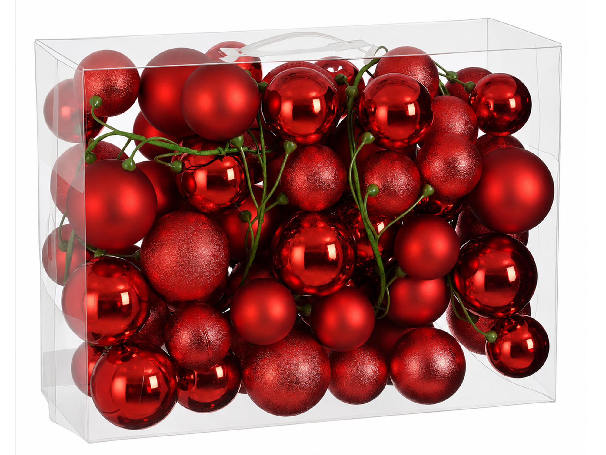 WEIHNACHTSBAUMSCHMUCK-SET KÖNIGSROT 240-teilig, für Weihnachtsbäume 120–210 cm - Rot, Kunststoff/Textil (55/50/75cm) - LAALU