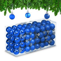 96-TLG.WEIHNACHTSKUGELN-SET - Dunkelblau, Kunststoff (3/4/3cm) - Relaxdays