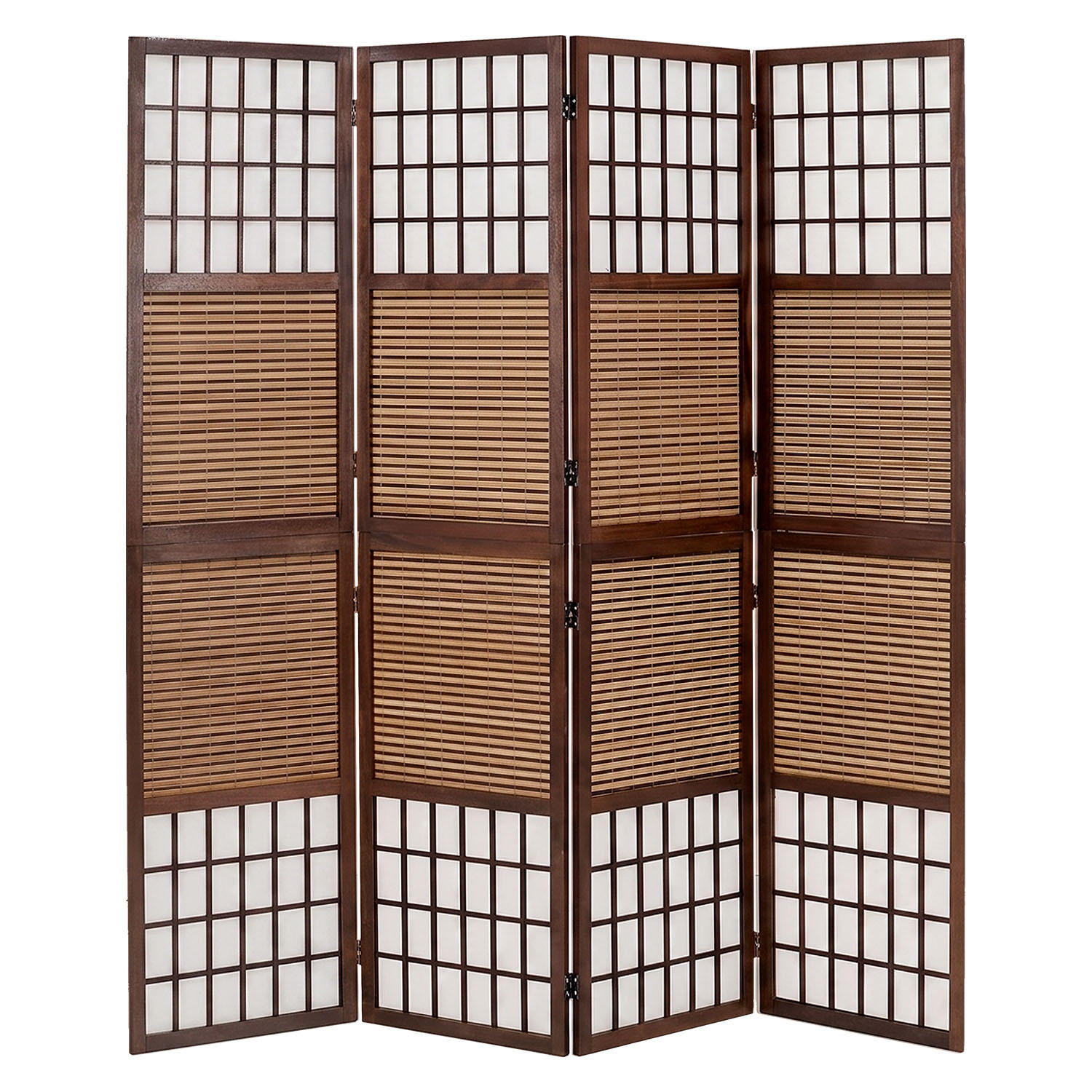 PARAVENT 4-tlg. 176/175 cm Braun Bambuslamellen - Braun, Holz (176/175/2cm) - Homestyle4u