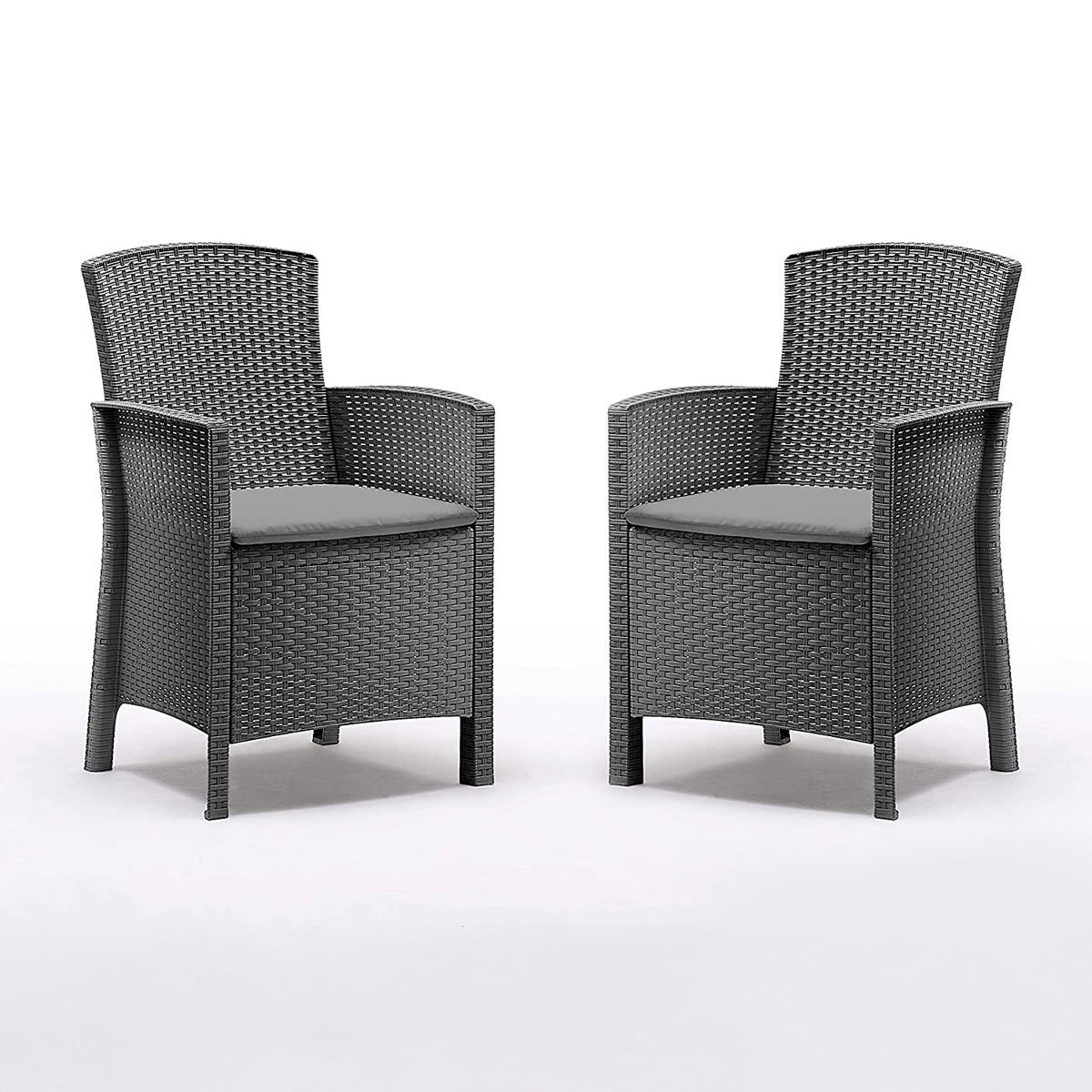 SESSEL Poltrona 2er Set Lido Gastro inkl. Sitzkissen - Schwarz, Textil (47/88/60cm) - BICA