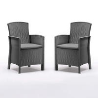 SESSEL Poltrona 2er Set Lido Gastro inkl. Sitzkissen - Schwarz, Textil (47/88/60cm) - BICA